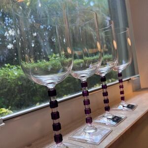 Mikasa Crystal Goblets-set of 4- “Amethyst Viewpoint”